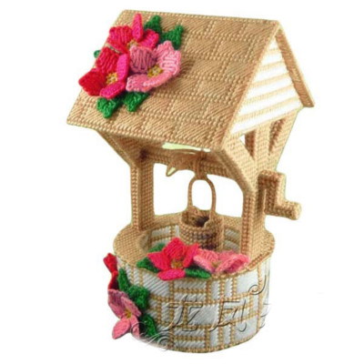 3D Kunststoff Leinwand Aufbewahrungsbox Zum Selbermachen Material Kreuzstich Kit Blume Brunnen Dekor