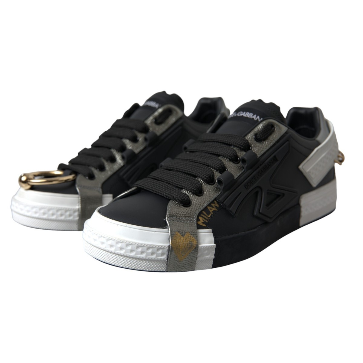Dolce&Gabbanaメンズシューズ DOLCE & GABBANA Shoes Sneakers Portofino Black Leather Low Top
