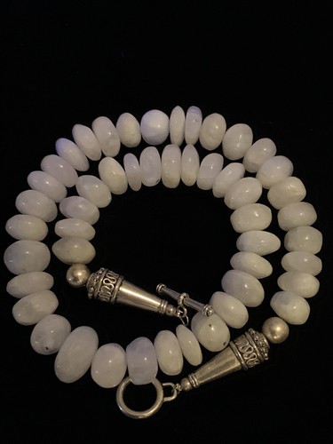 Huge Beaded 19 Inch Natural Rainbow Moonstone Necklace 108 Grams!!! - Picture 9 of 10