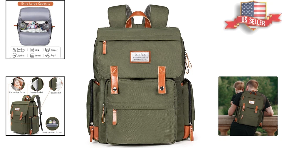 Mochila Bolsa Pañales - Compartimento para Tabletas, Impermeable, Portabotellas - 2 Unidades Foto 2 de 4