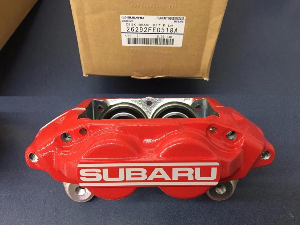 正品 SUBARU WRX 原始设备制造商红色 SUBARU 4 PISTON Brake CALIPER 前套装 2006-07 一对 — 第 2/3 张图片