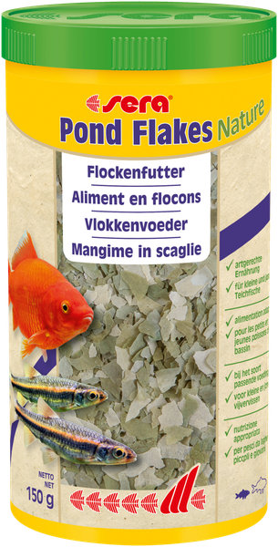 Sera Pond Flakes Nature 1000Ml Flockenfutter FüR Kleinere Teichfische Mhd 03/24-image