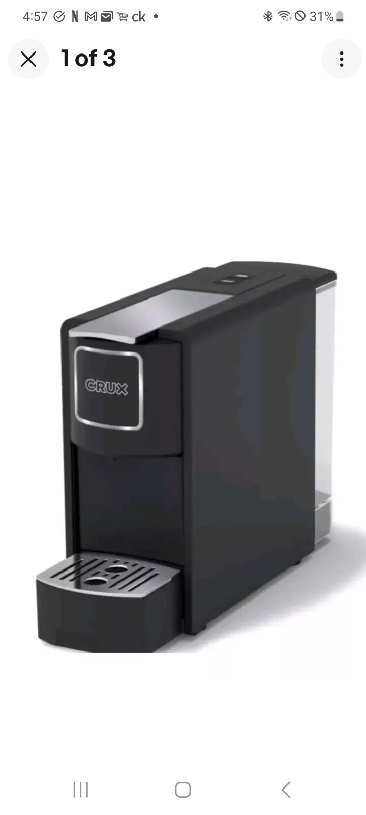 Crux Espresso Capsule Coffee Maker, Black & Copper, Capsule Compatible 