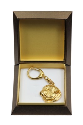 Pug - Gilded Keychain with a Dog, Box Art Dog DE