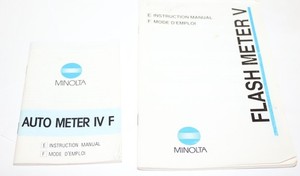 Minolta Original Auto Meter IV F & Flash Meter V Instruction Manuals