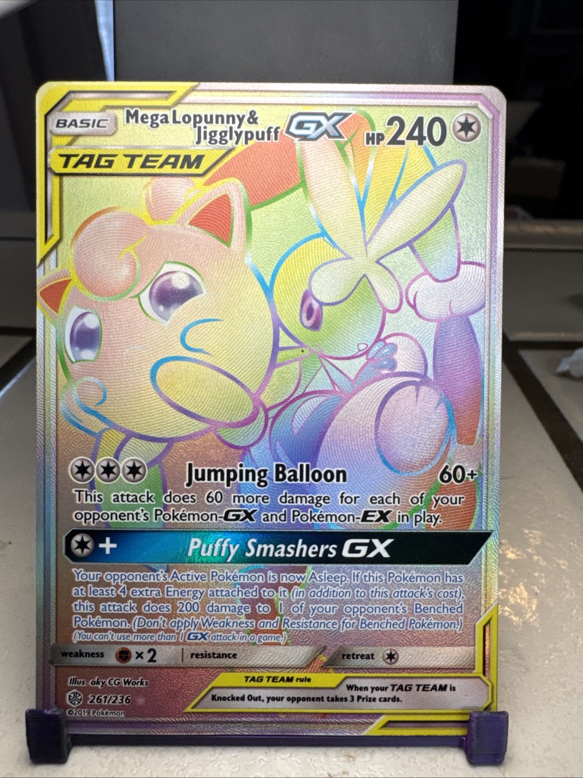 Pokémon TCG Mega Lopunny Jigglypuff GX Tag Team Cosmic Eclipse 261/236 LP