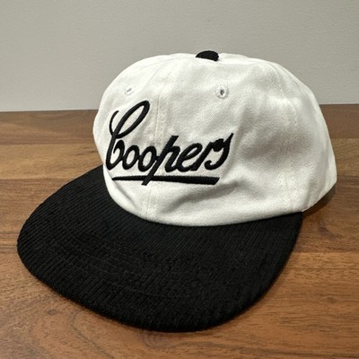 COOPERS Brewery Beer Corduroy Hat Cap Metal Buckle Embroidered Black & White