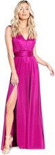 S - Dress the Population 268 Fuchsia V Neck Krista Maxi Dress NEW 0826CB