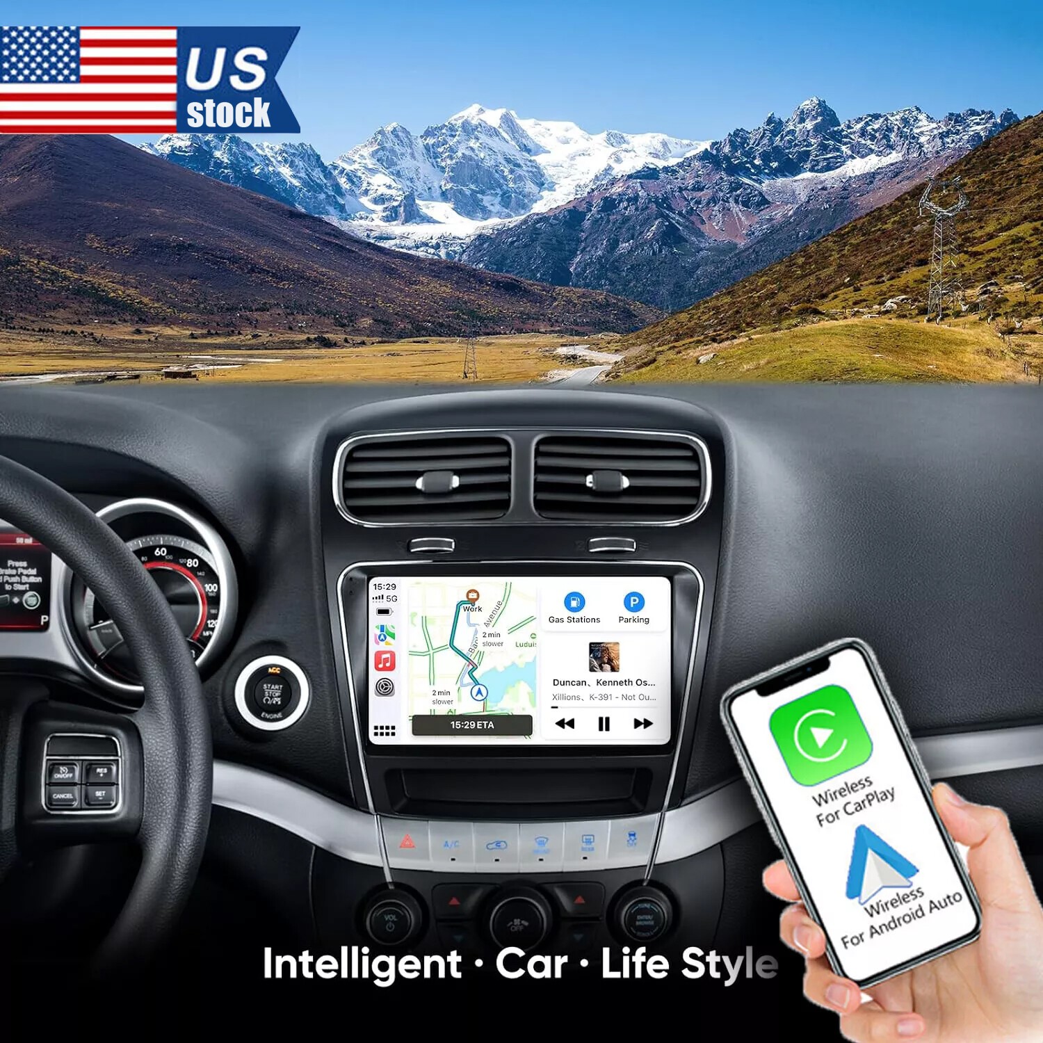 Car Radio Stereo Carplay For 2011-2019 Dodge Journey 3+32G 8cores wifi GPS Navi