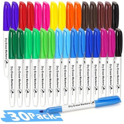 Fine Tip Whiteboard Dry Erase Markers 30 Packs 15 Vibrant Colors