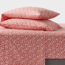 Queen Microfiber Sheet Set Pink Micro Floral: 4-Piece Botanical Bedding