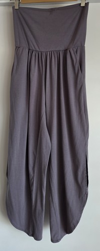 Onzie Flow Pants S/M Grey Foldable Waist Casual Asymmetrical Hem Side Openings