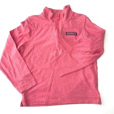 VINEYARD VINES Boys 6 Pink Red Stripe Long Sleeve 1/4 Zip Shep Shirt FF8