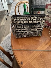 Sakroots Artist Circle Crossbody Canvas Handbag Black White Tan Geometric NWT