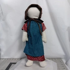 Handmade Cloth Doll No Face Amish Rag Doll Blue and Red Floral 16inch
