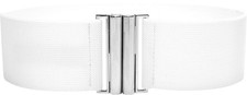 Classic Fastener Wide Elastic Strap Stretchy Waist Retro Belt White, L