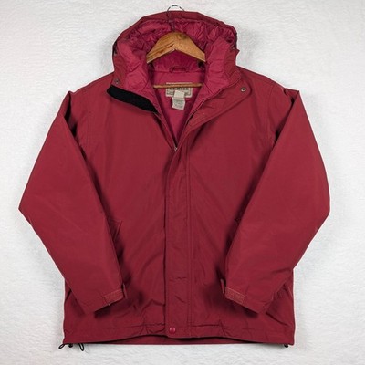 LL Bean Jacket Mens Medium Red Gore-Tex PrimaLoft Hooded Insulated Ski Parka