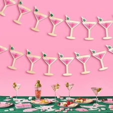 , Martini 3D Pop Up Gold Foil Banner - 5 Ft. | Bachelorette Decoration, Birth...