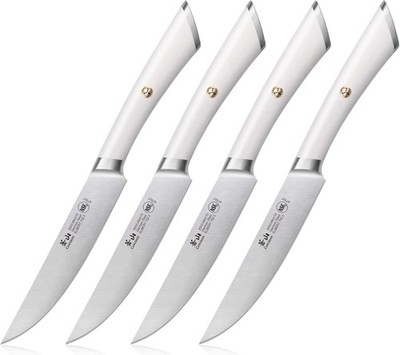 Cangshan ALPS Series 1026948 German Steel Forged 4 Steak Knife Set, White