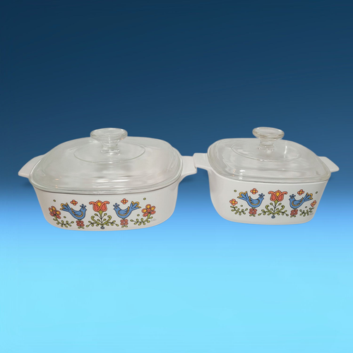 1975 Corning "Country Festival" Pennsylvania Dutch 4pc Casserole Dishes Lids USA - Picture 10 of 18