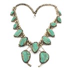 Southwest Sterling Turquoise Squash Blossom 26.5in Beaded Necklace #S5593-1 — photo 1