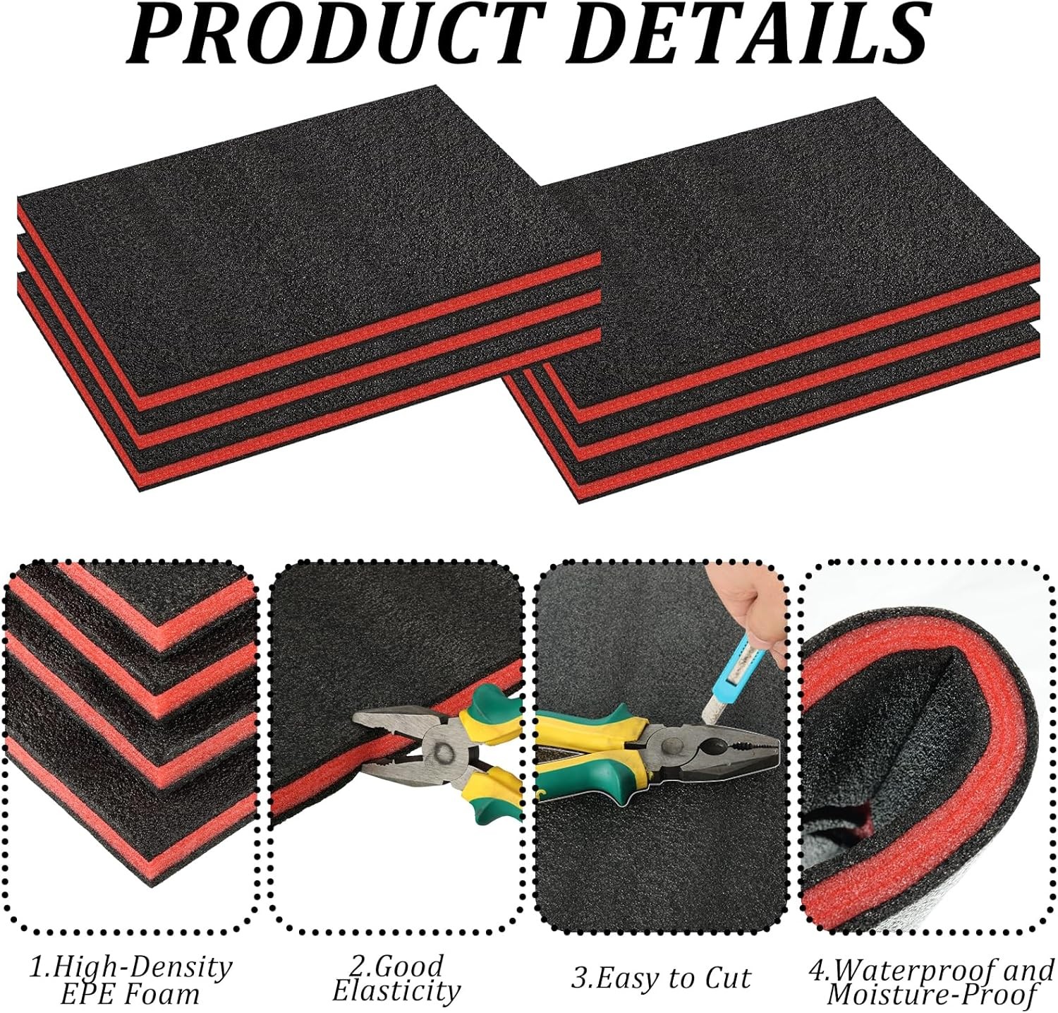6 Pack Tool Box Foam Inserts for Cases,Tool Box Liner Polyethylene Sheets, Toolb