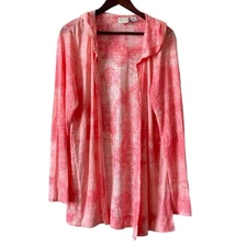 Rachel Zoe Topper Cardigan Kimono 100% Linen Hood Open Breathable Natural Sz XL