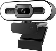 2K Autofocus Webcam with Ring Light  Noise  Cancelling Mic for PC Mac Zoom