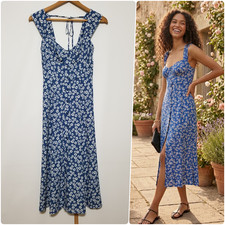 NWT Reformation Tayler Button Front Midi Dress in Dana Blue Floral Size 0 $248