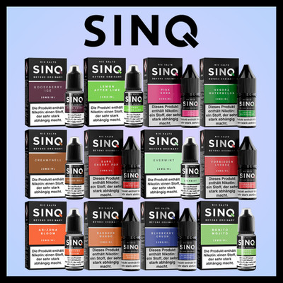 SINQ Liquid 10ml  E-Shisha  10 & 20mg Nikotin Vape E-Zigarette | Nic Salt
