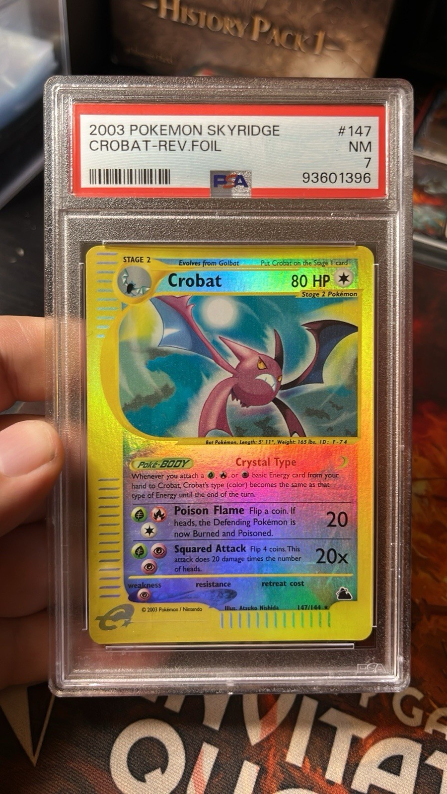 Pokemon Crobat Skyridge Crystal Reverse Holo Rare #147 PSA 7 