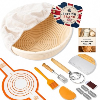 SoLuna. Sauerteig Starterset zum Brotbacken mit Banneton 9-teilig, orange 