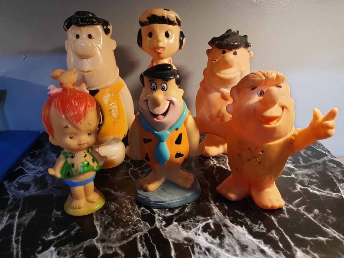 フリントストーン ハンナバーバラ ビンテージ フィギュア ソフビセット 70s Vintage Hanna Barbera Set of Six Flintstones Rubber Plastic Vinyl