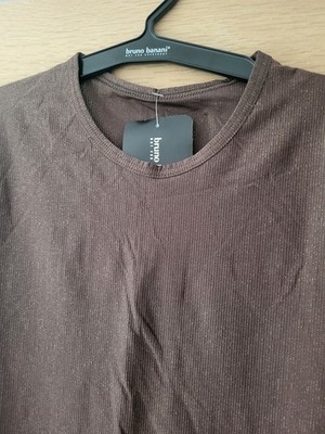 Bruno Banani Smooth - Brown Glitter Stripe Pattern  T-Shirt / Top - Size Large