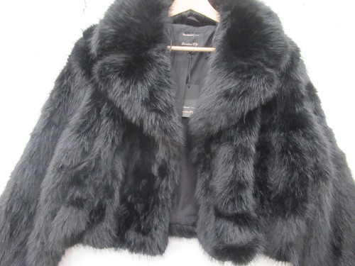 River Island Faux Fur Jacket Large Black Womenswear Cropped Collared - Preloved - Bild 17 von 24