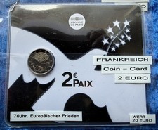 Coin Card; französische 2-Euro-Gedenkmünze aus dem Jahr 2015 „70 Jahre Frieden i