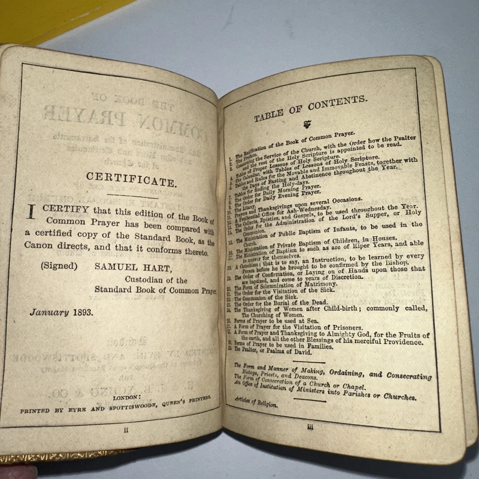 THE BOOK OF COMMON PRAYER January 1893 Thomas Nelson Eyre & Spottswoode London - Image 3 of 4