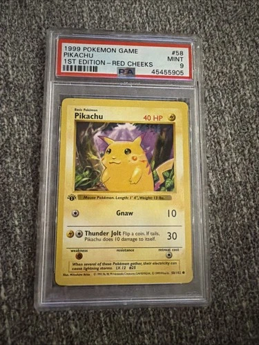 Pokémon Pikachu 1st Edition Red Cheeks Psa 9 #58 Base Set