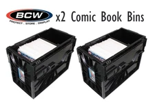 x2 BCW Short Comic Bins Long Term Plastic Storage Boxes Each Hold 150 Bagged BCW