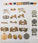 Vintage Lot 21 MILITARY Related Pins Buttons WW2 ROTC SMALL BORE STERLING SILVER