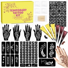 126 PCS Temporary Tattoos Stencils Kit,Temporary Tattoos Kit 6 Pcs 2 ColorBr...