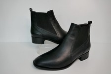 MARKS+SPENCER BLACK POLISHED LEATHER PULL ON CHELSEA INSOLIA ANKLE BOOTS UK 7.5W