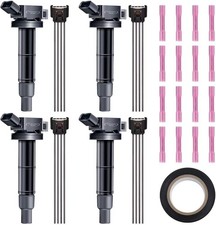 Set of 4 Ignition Coils Pack and Female Connector Plug Harness Pigtail with Toyo