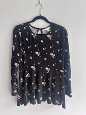 Matilda Jane Black Floral Tunic Top M Long Sl...