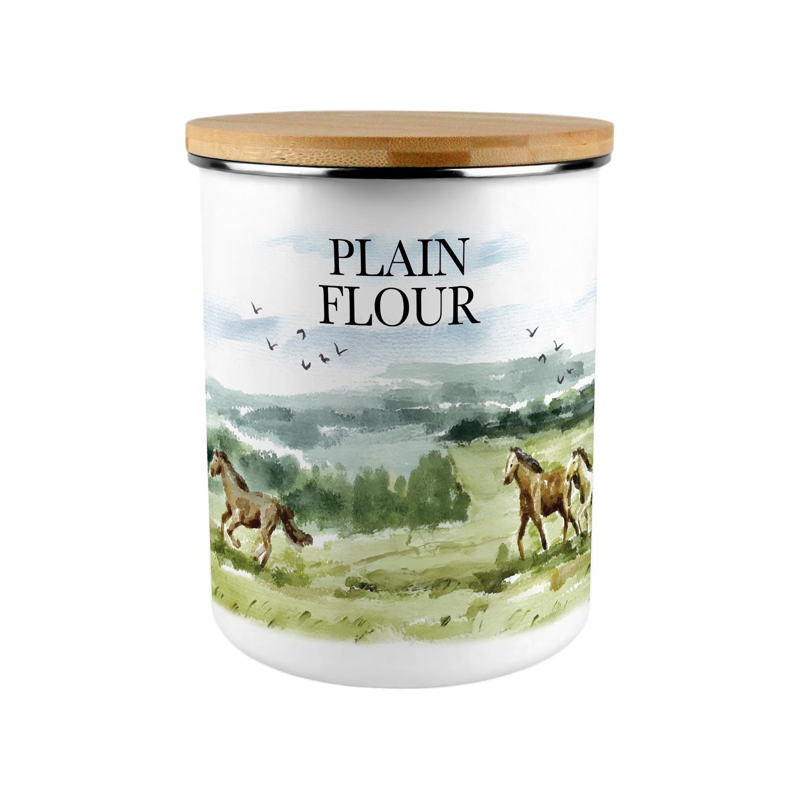 Wild Horses Plain Flour Canister - 2.7L XL Kitchen Storage Container Horse Gifts