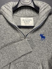 Abercrombie  Fitch 1/4 Zip Pullover Sweater Boys S Tight Knit Big Moose Logo