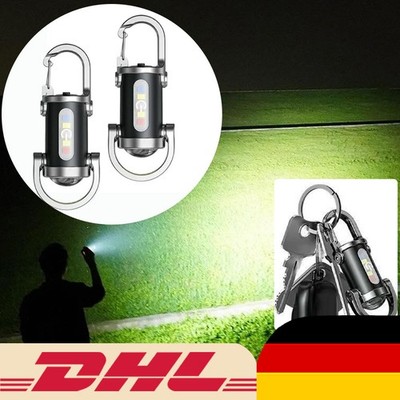 1/2PCS Mini Keyring Keychain Flashlight Rechargeable LED Torch Camping Walking