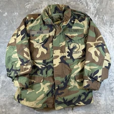 US Navy Jacket Mens S Green Camo Seabees Field Cold Weather Coat Heavy