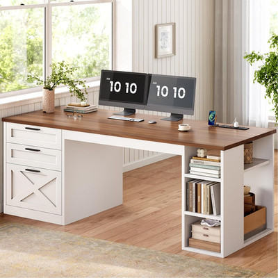 SEDETA 55.1'' Farmhouse Office Desk with 3 Drawers, Executive Desk with File Draw