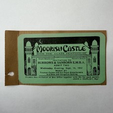 1932 Moorish Castle Revere Beach MA Art Deco Event Ticket Invitation